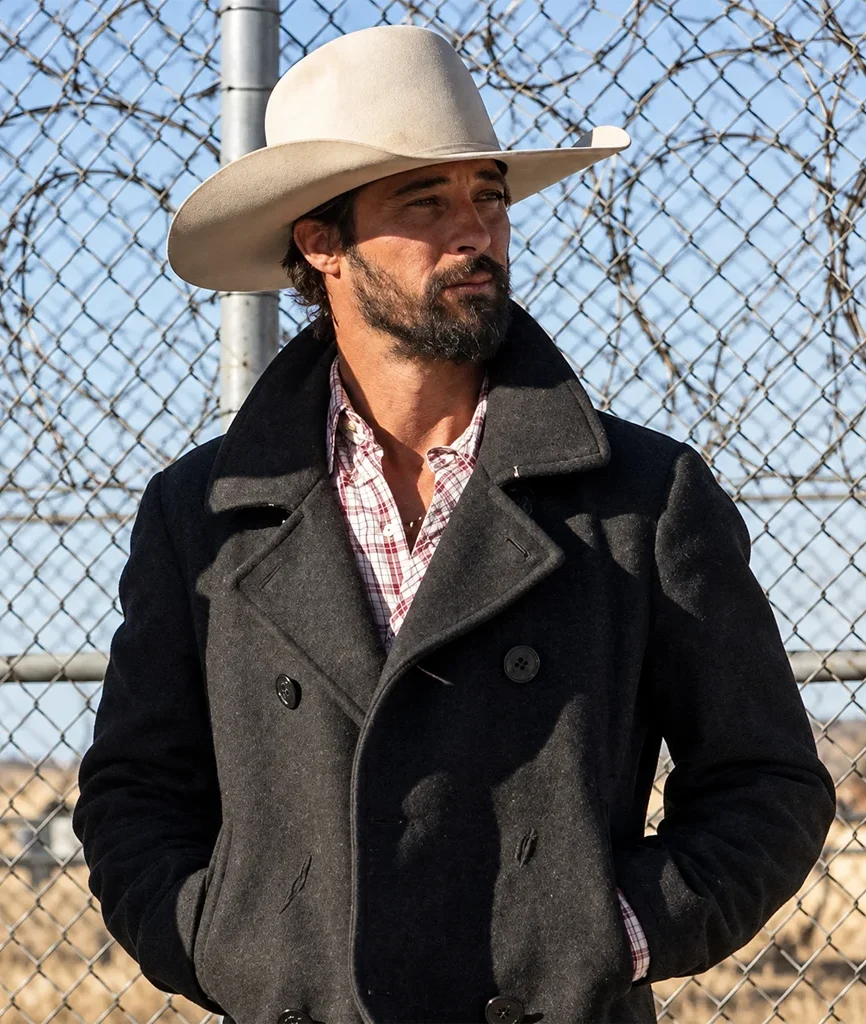 Yellowstone Ryan Bingham Walker Charcoal Gray Wool Peacoat