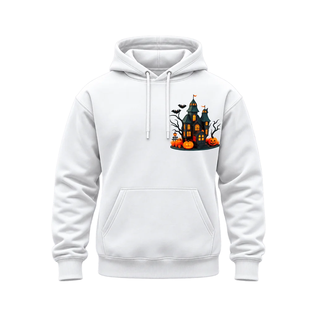 Wednesday Haunted House Spooky Dual-Print White Hoodie
