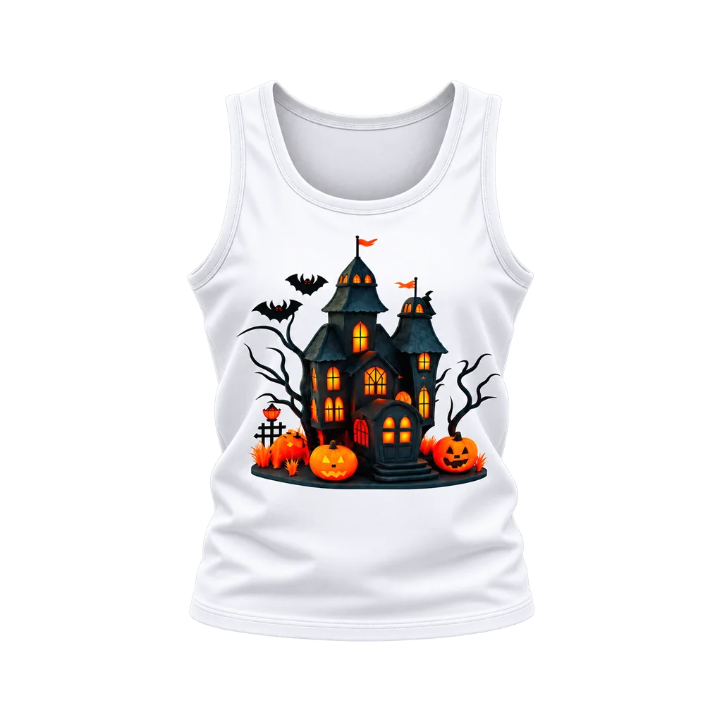 Wednesday Haunted House Spooky White Tank Top