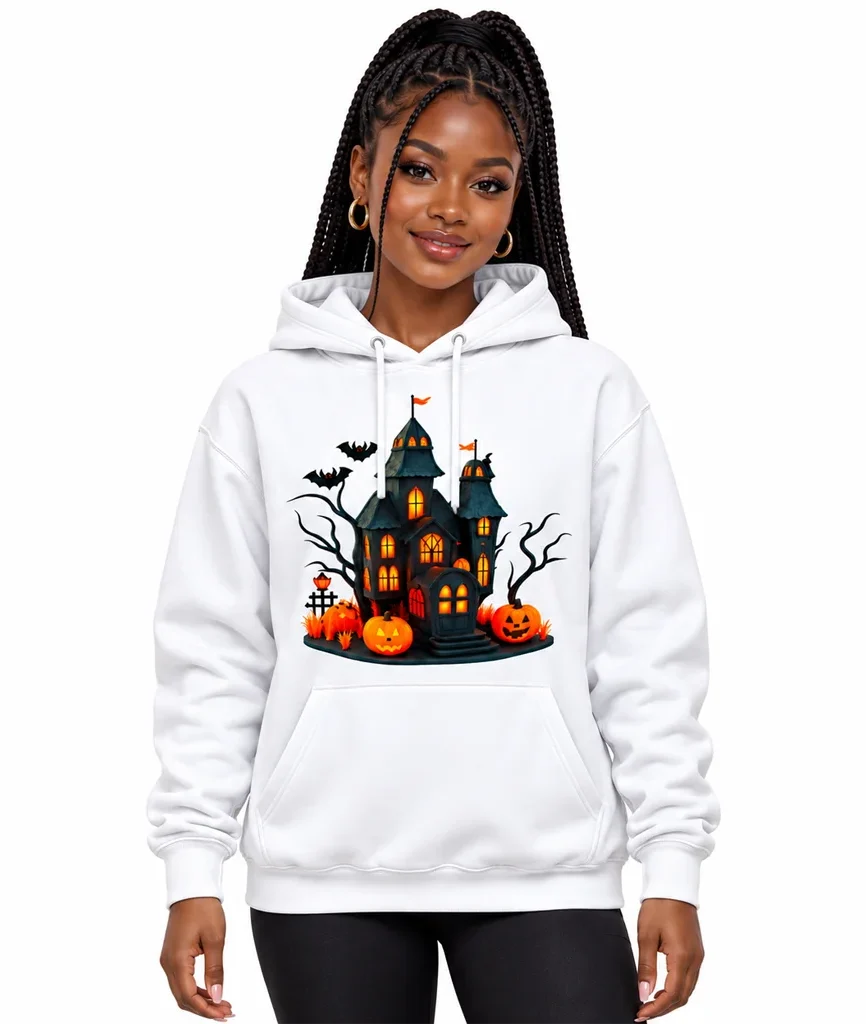 Wednesday Haunted House Spooky White Hoodie