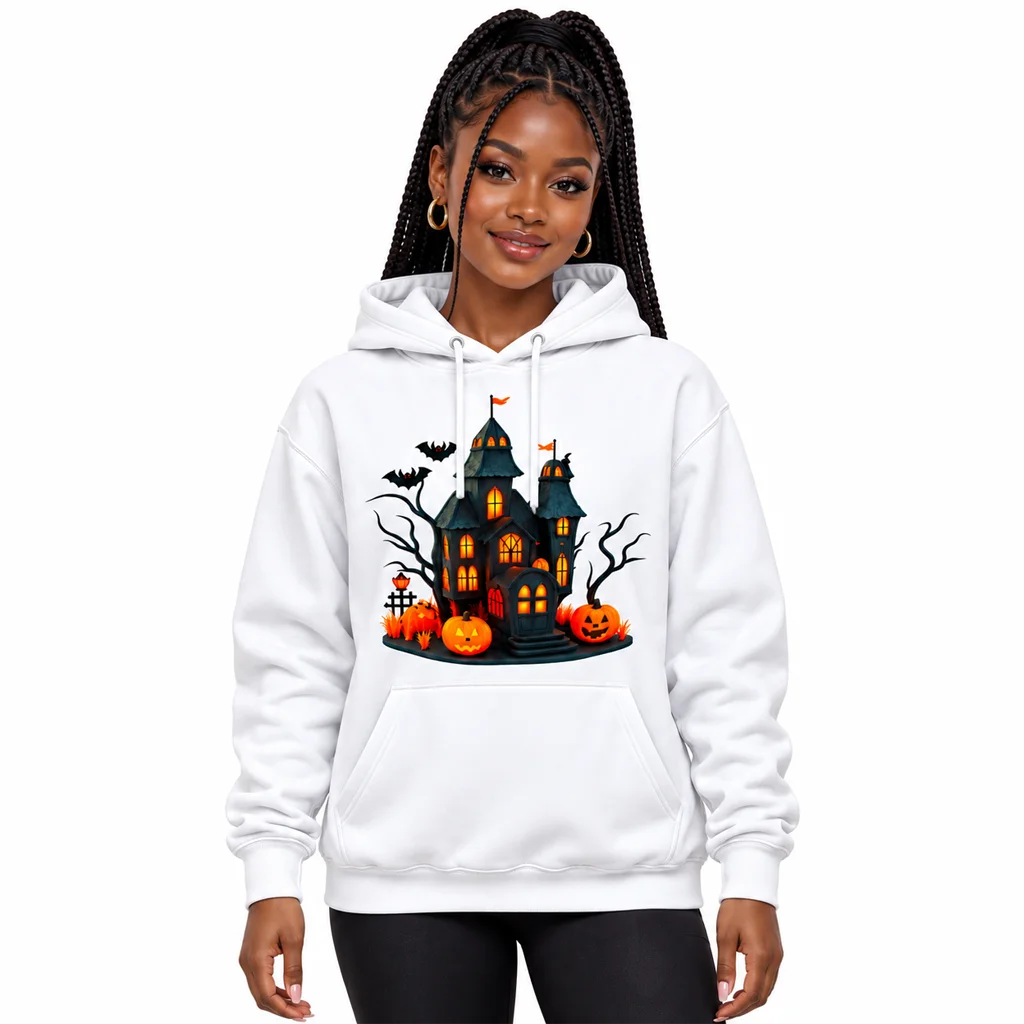 Wednesday Haunted House Spooky White Hoodie