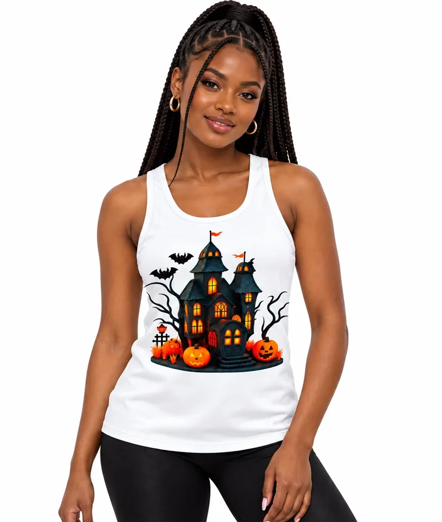 Wednesday Haunted House Spooky White Tank Top