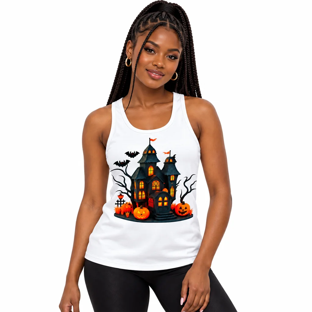 Wednesday Haunted House Spooky White Tank Top