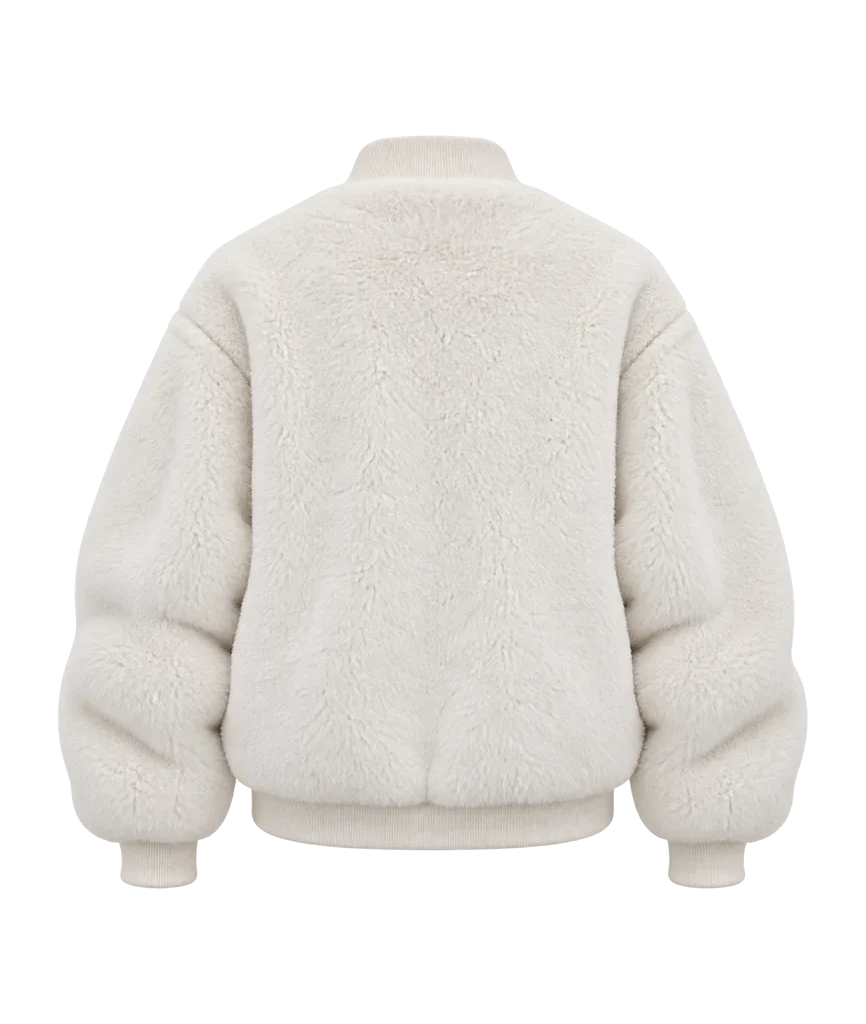 Women’s White Fur Bomber Jacket