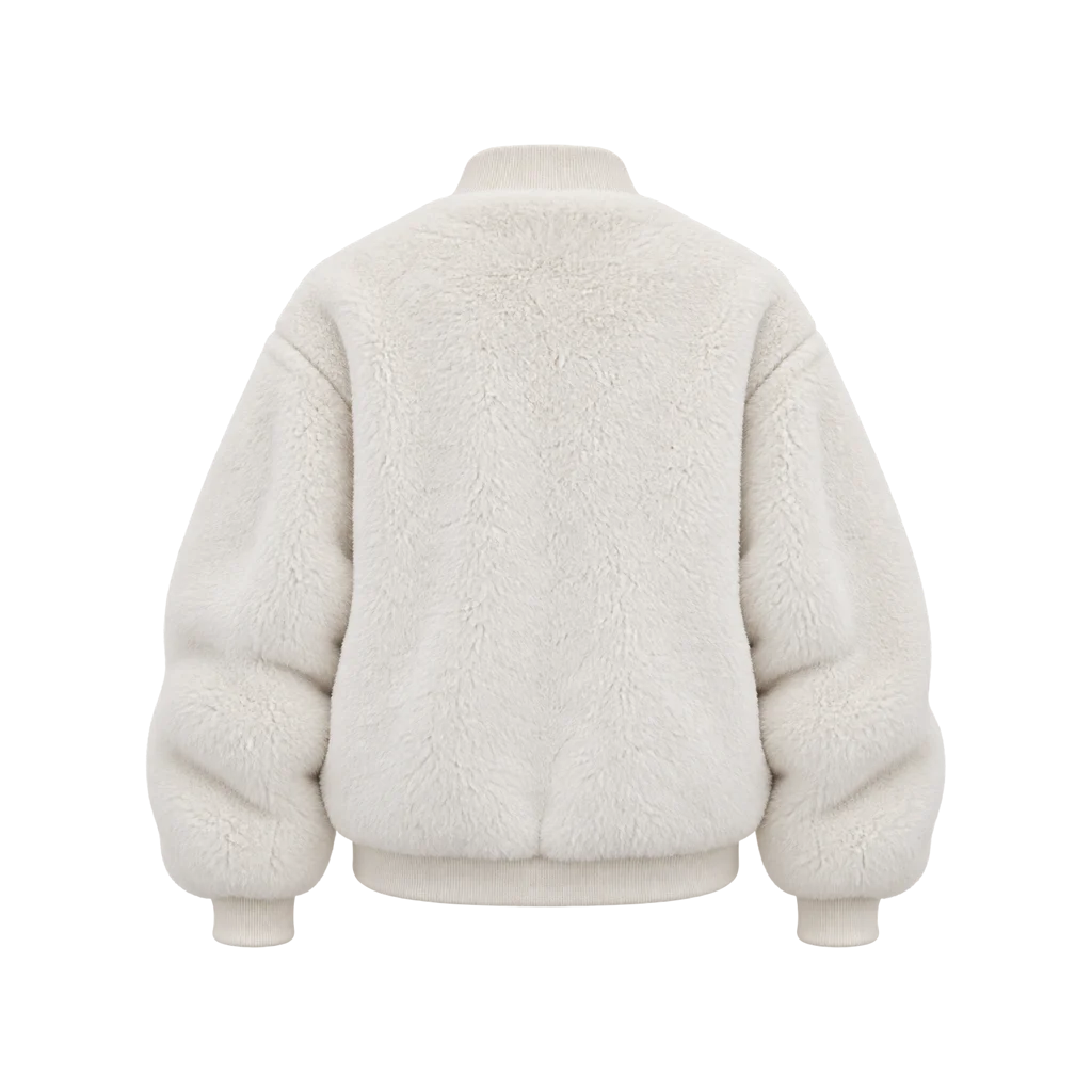 Women’s White Fur Bomber Jacket