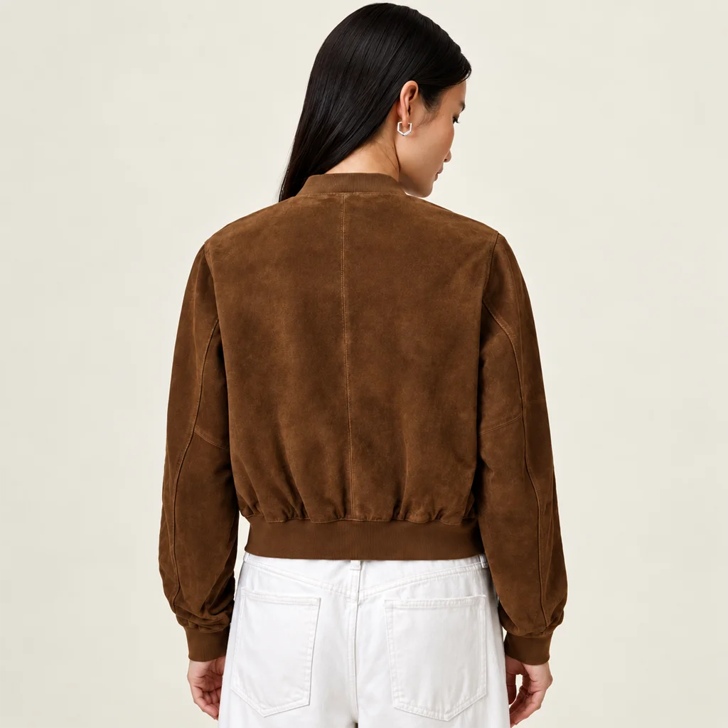 Women’s Premium Minimalist Suede Bomber Jacket