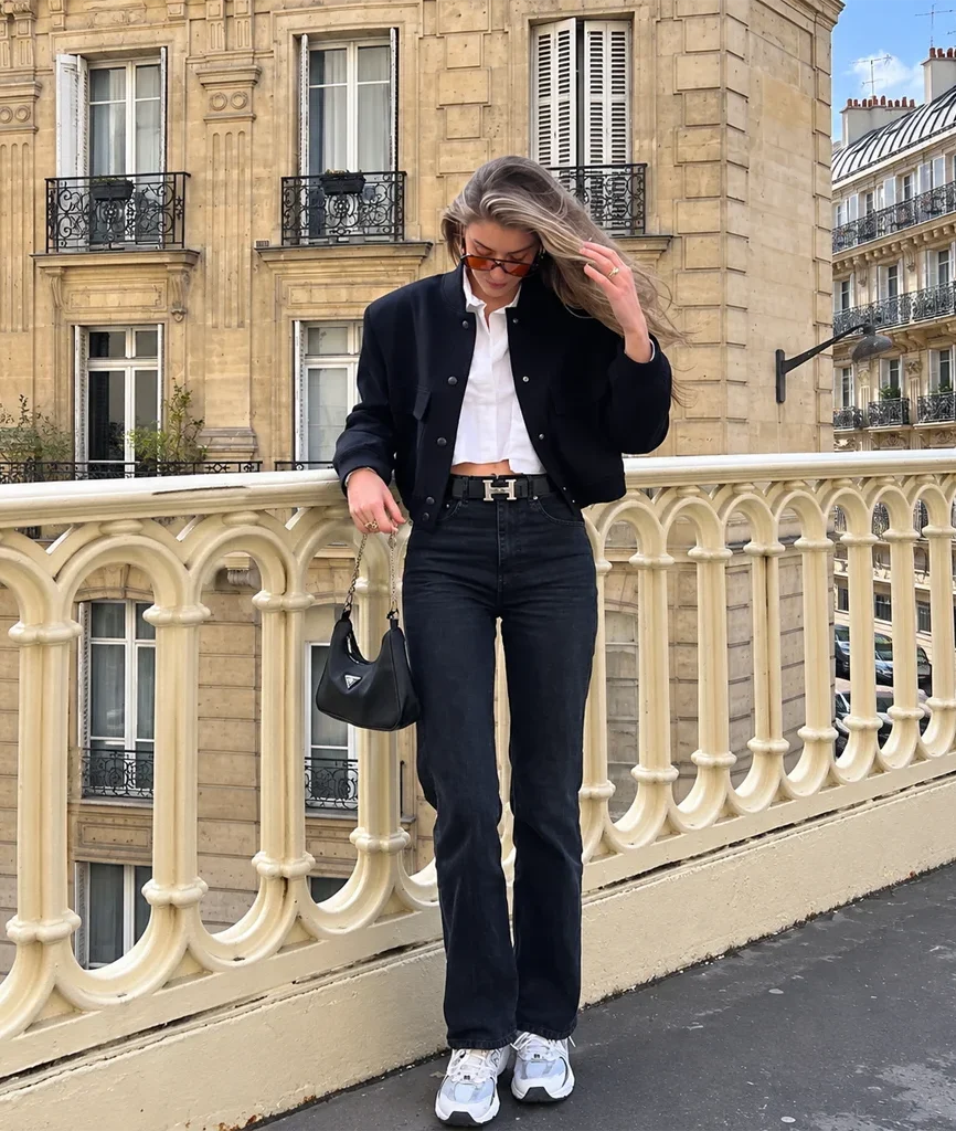 Women’s Long-Sleeve Black Cropped Jacket