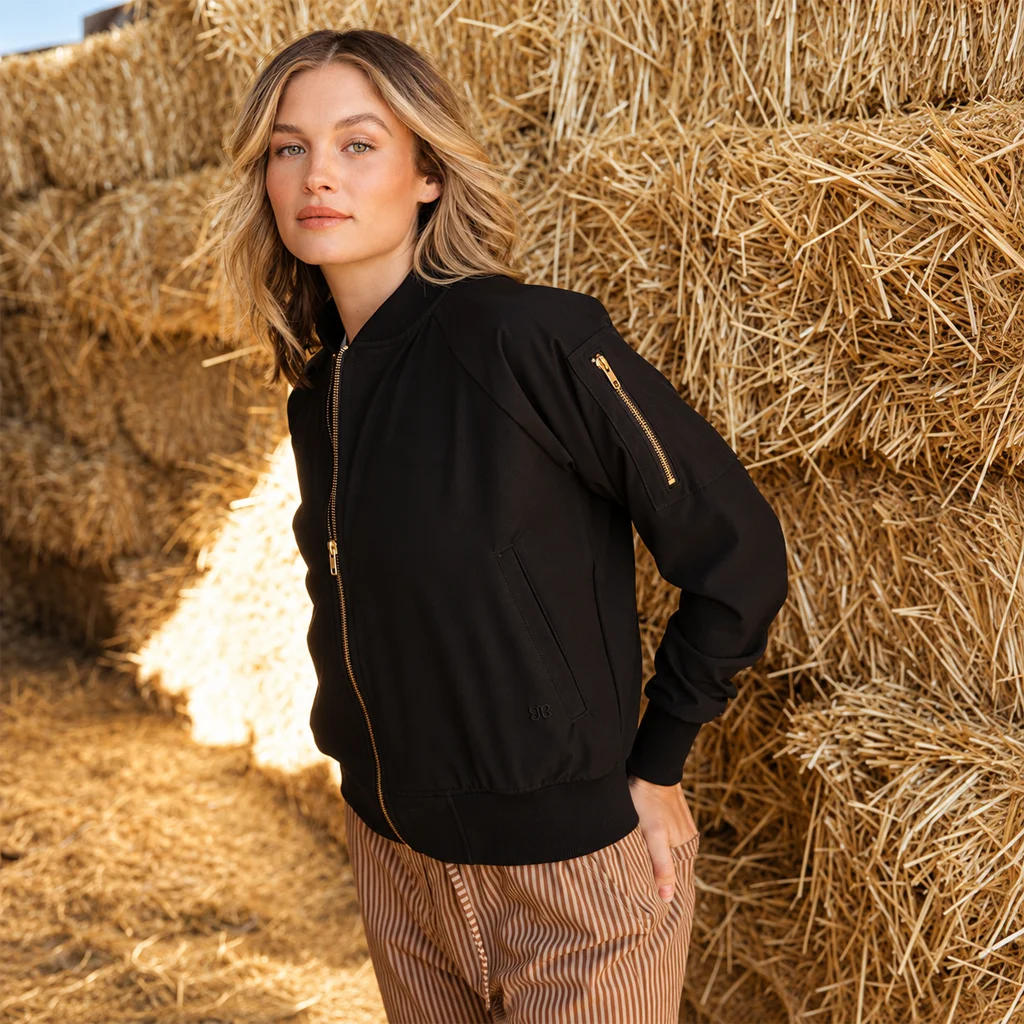 Women’s Black Lightweight Zip-Up Bomber Jacket