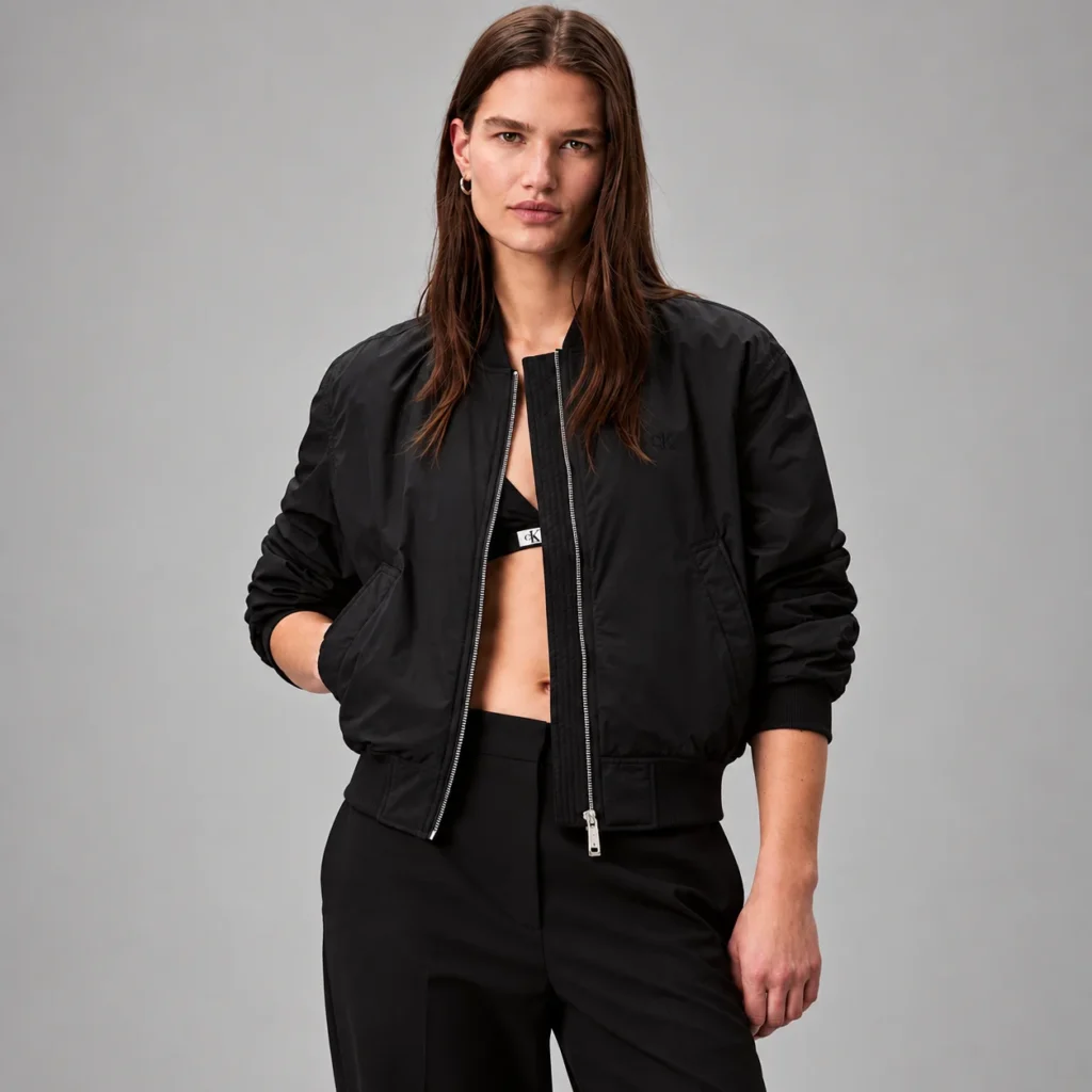 Calvin Klein Womens Lightly Padded Nylon Bomber Jacket