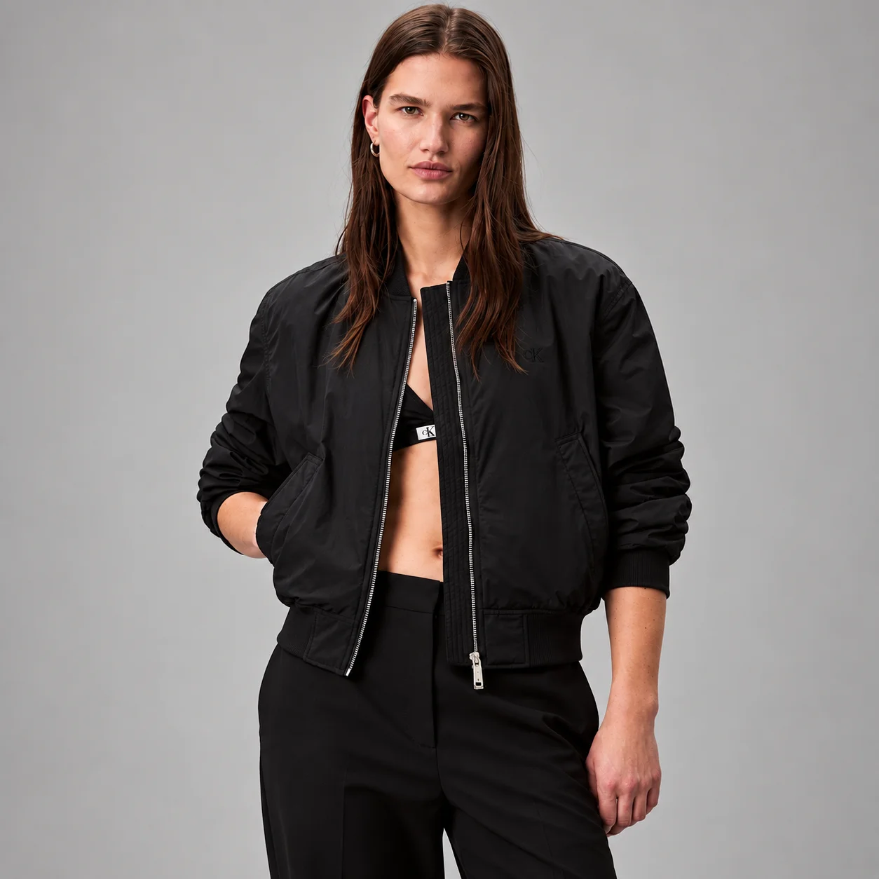 Calvin Klein Womens Lightly Padded Nylon Bomber Jacket