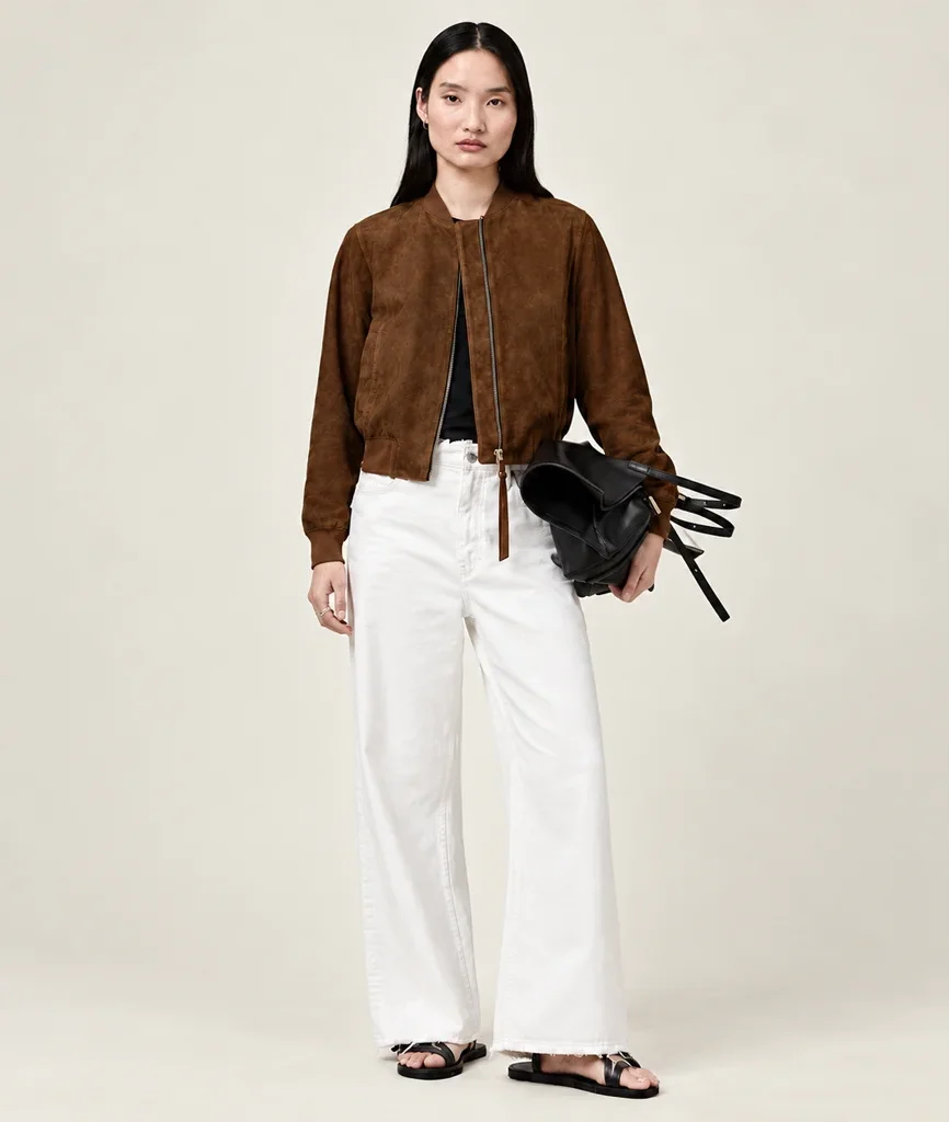 Women’s Premium Minimalist Suede Bomber Jacket