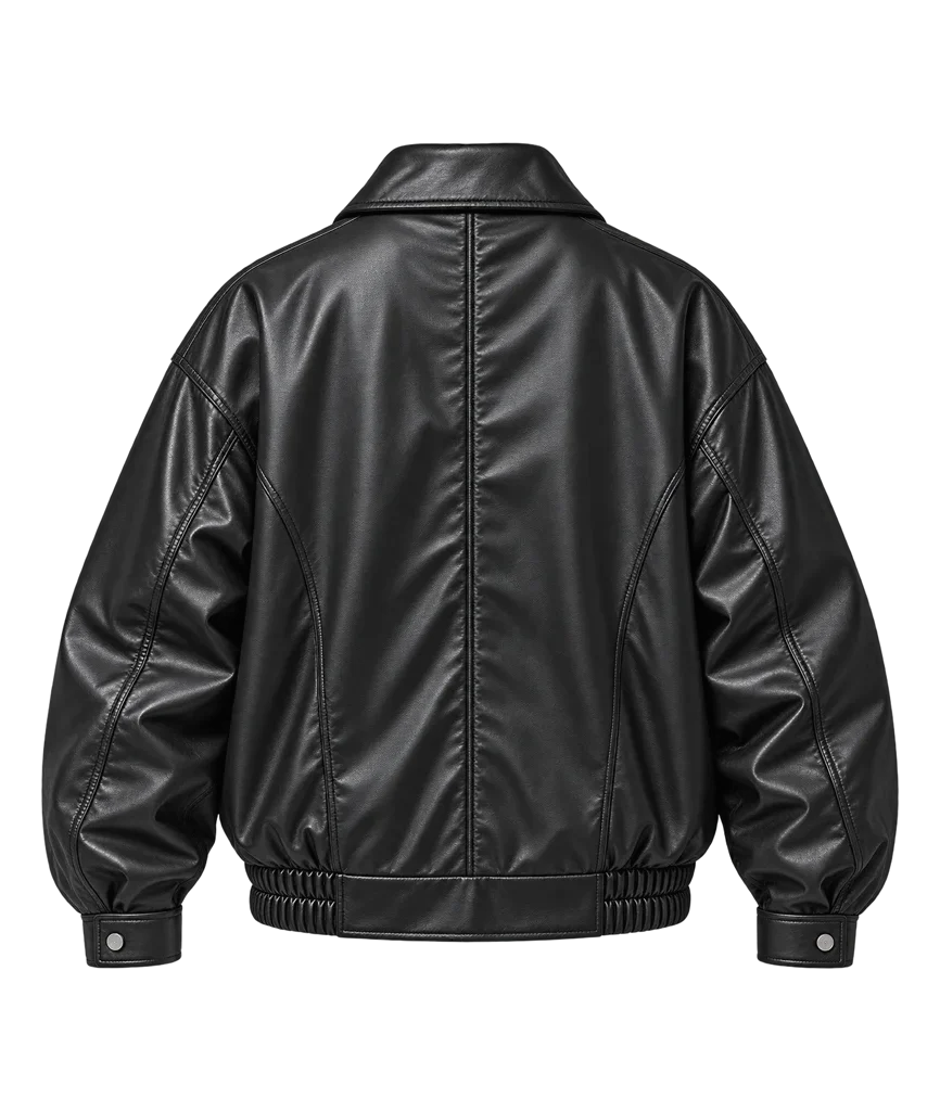 Women’s Oversized 90s-Style Genuine Leather Bomber Jacket