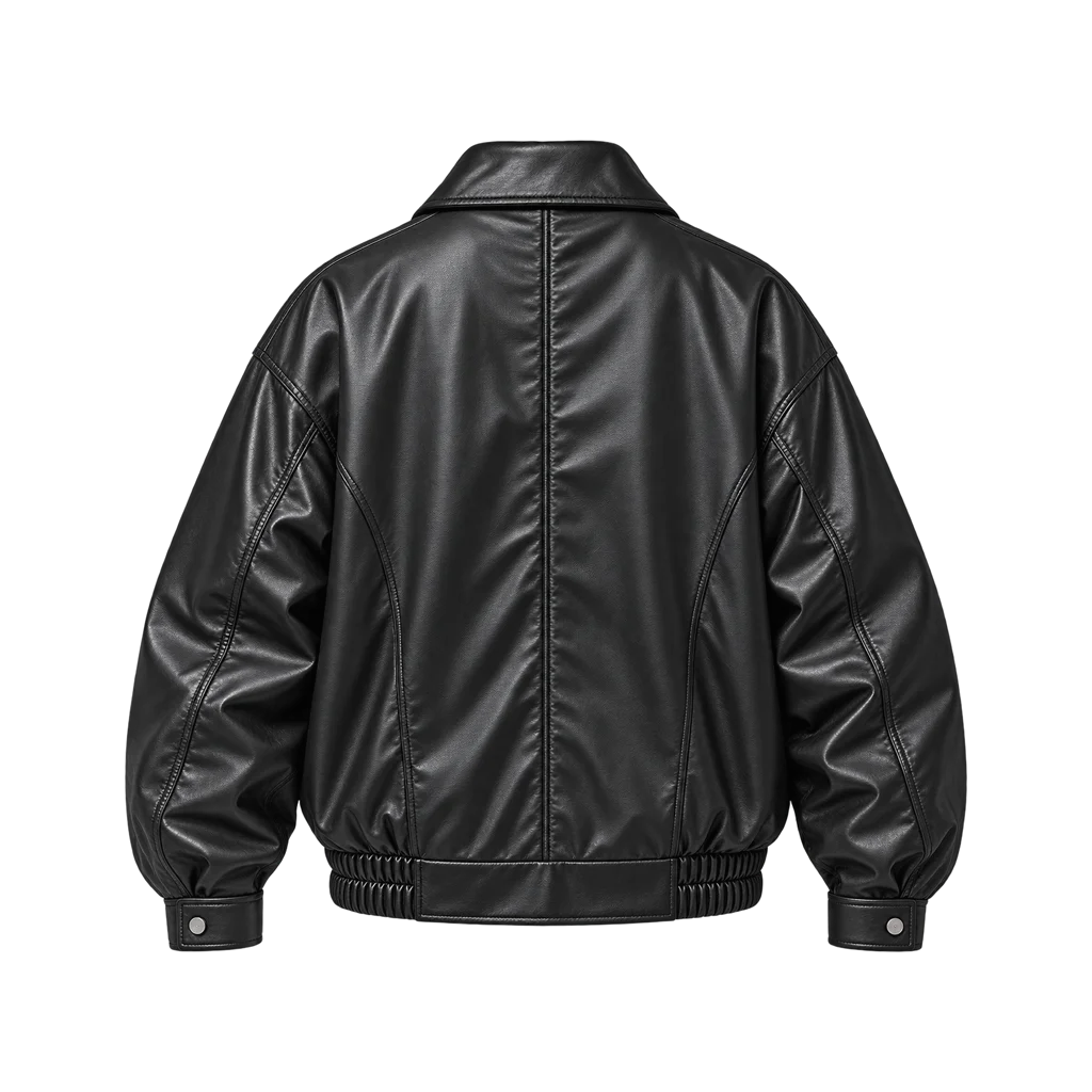 Women’s Oversized 90s-Style Genuine Leather Bomber Jacket