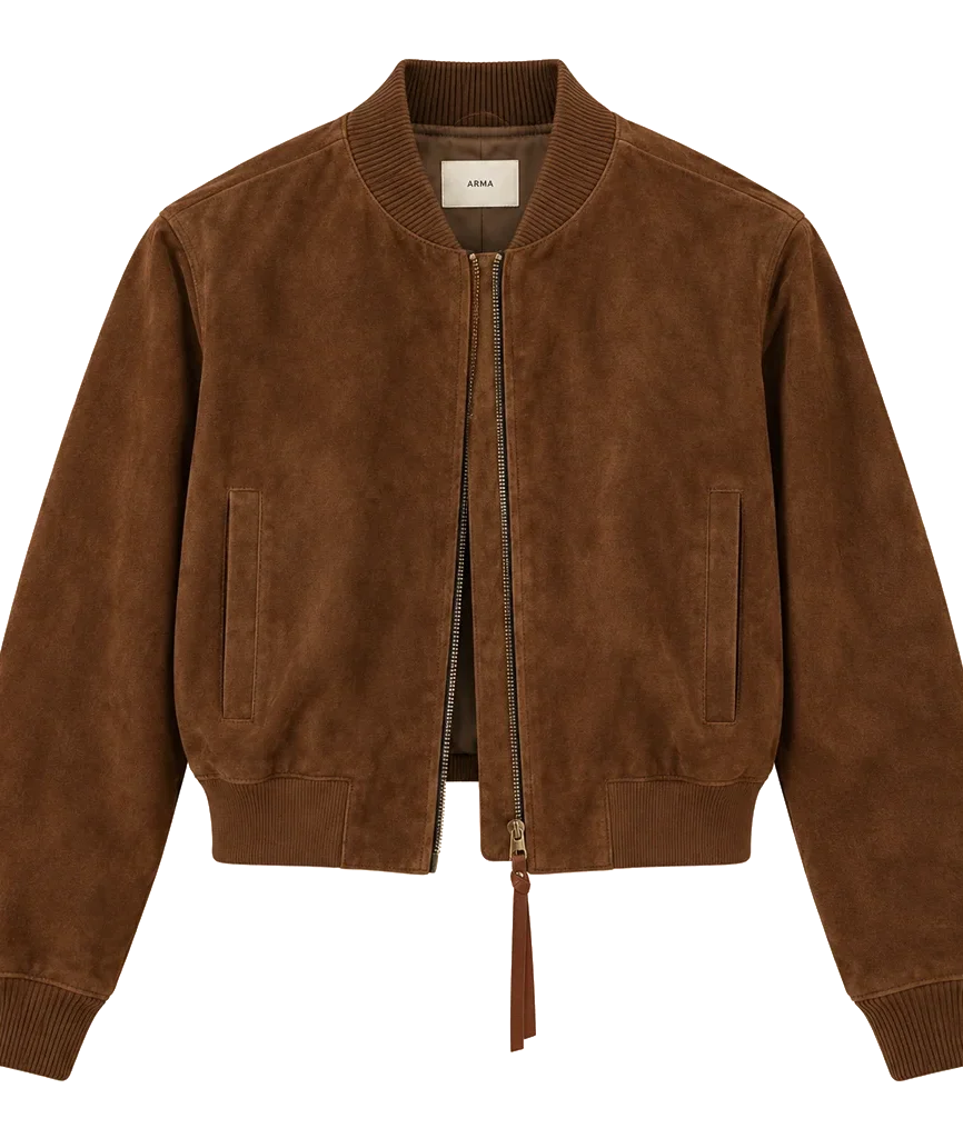 Women’s Premium Minimalist Suede Bomber Jacket