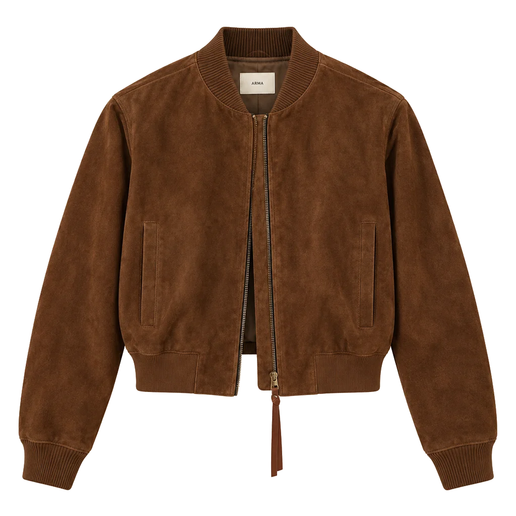 Women’s Premium Minimalist Suede Bomber Jacket