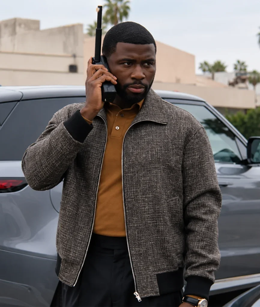 Coltrane Wilder Nemesis Ylan Noel Grey Textured Bomber Jacket