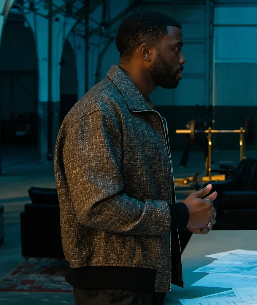 Coltrane Wilder Nemesis Ylan Noel Grey Textured Bomber Jacket