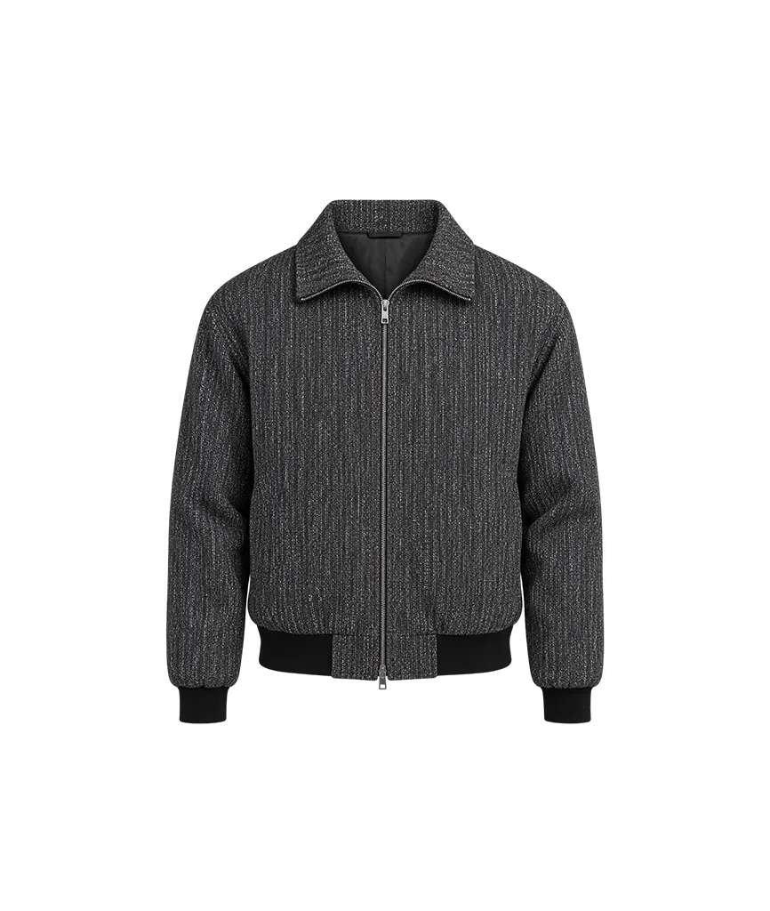 Coltrane Wilder Nemesis Ylan Noel Grey Textured Bomber Jacket