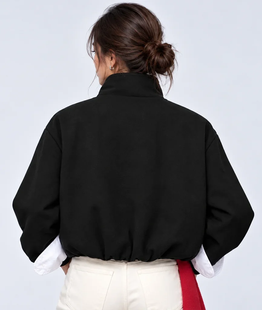 Zara Women’s Black Stand-Up Collar Bomber Jacket