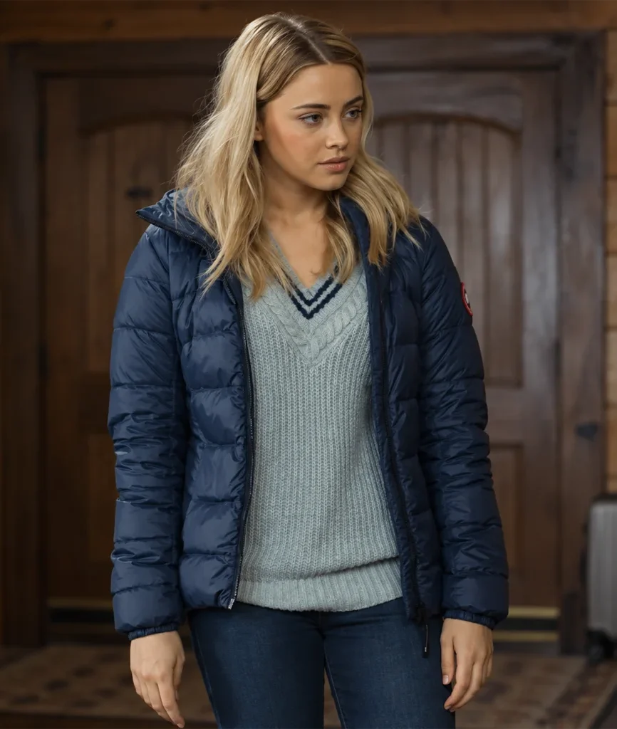 Zoey Miller The Other Zoey Josephine Langford Blue Quilted Hooded Jacket