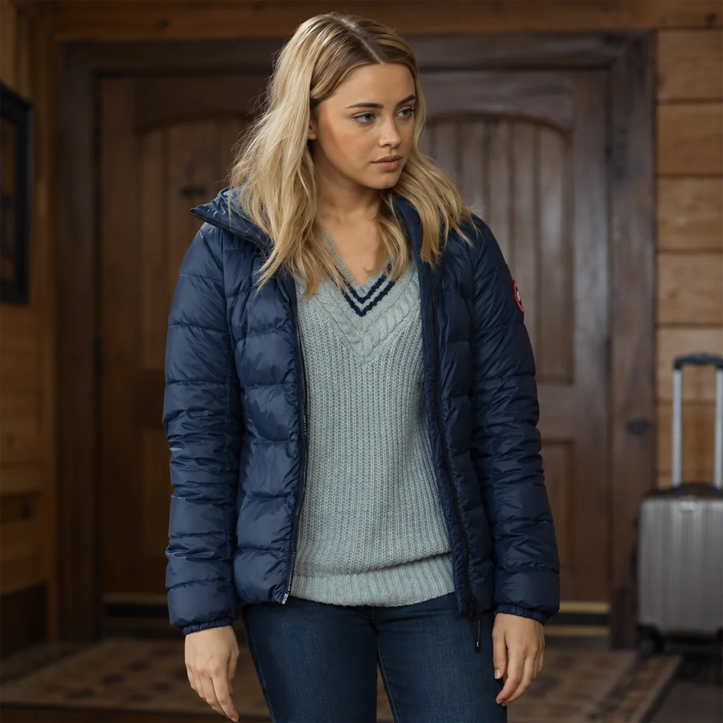 Zoey Miller The Other Zoey Josephine Langford Blue Quilted Hooded Jacket