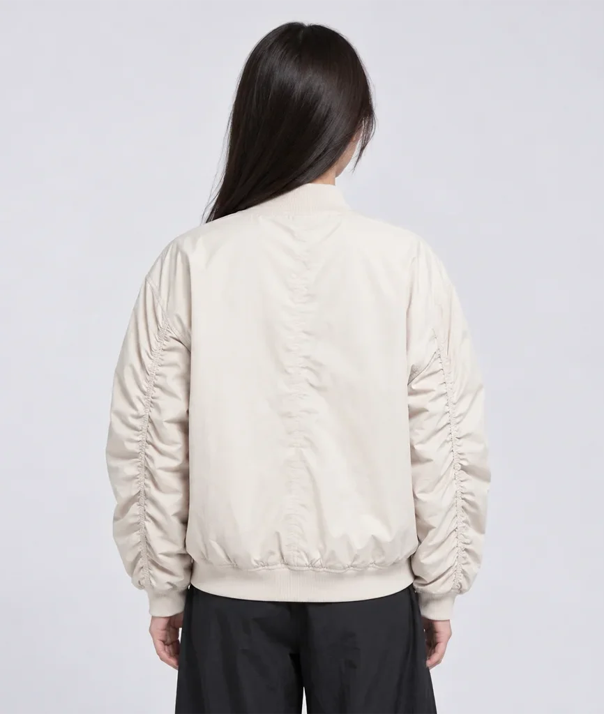 Women’s New Balance Linear Heritage Ruched Woven Bomber Jacket