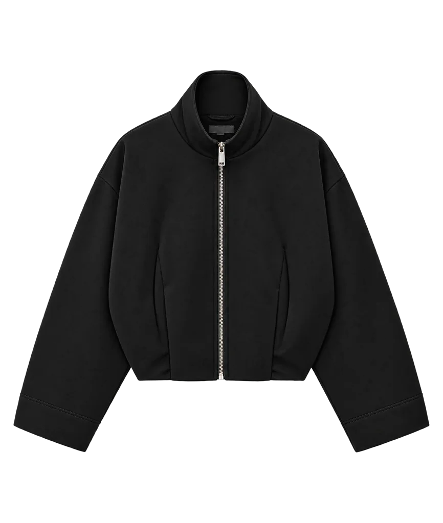 Zara Women’s Black Stand-Up Collar Bomber Jacket