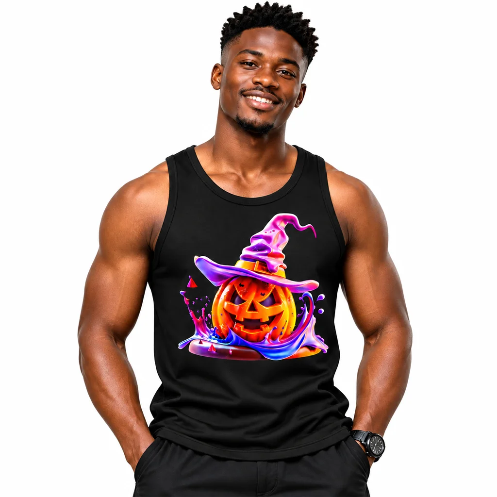 Alice in Wonderland Cheshire Cat Witch Hat Pumpkin Tank Top