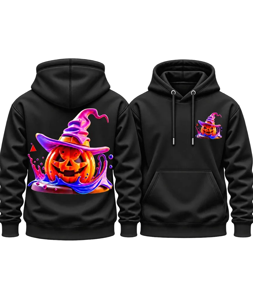 Alice in Wonderland Cheshire Cat Witch Hat Pumpkin Dual-Print Hoodie