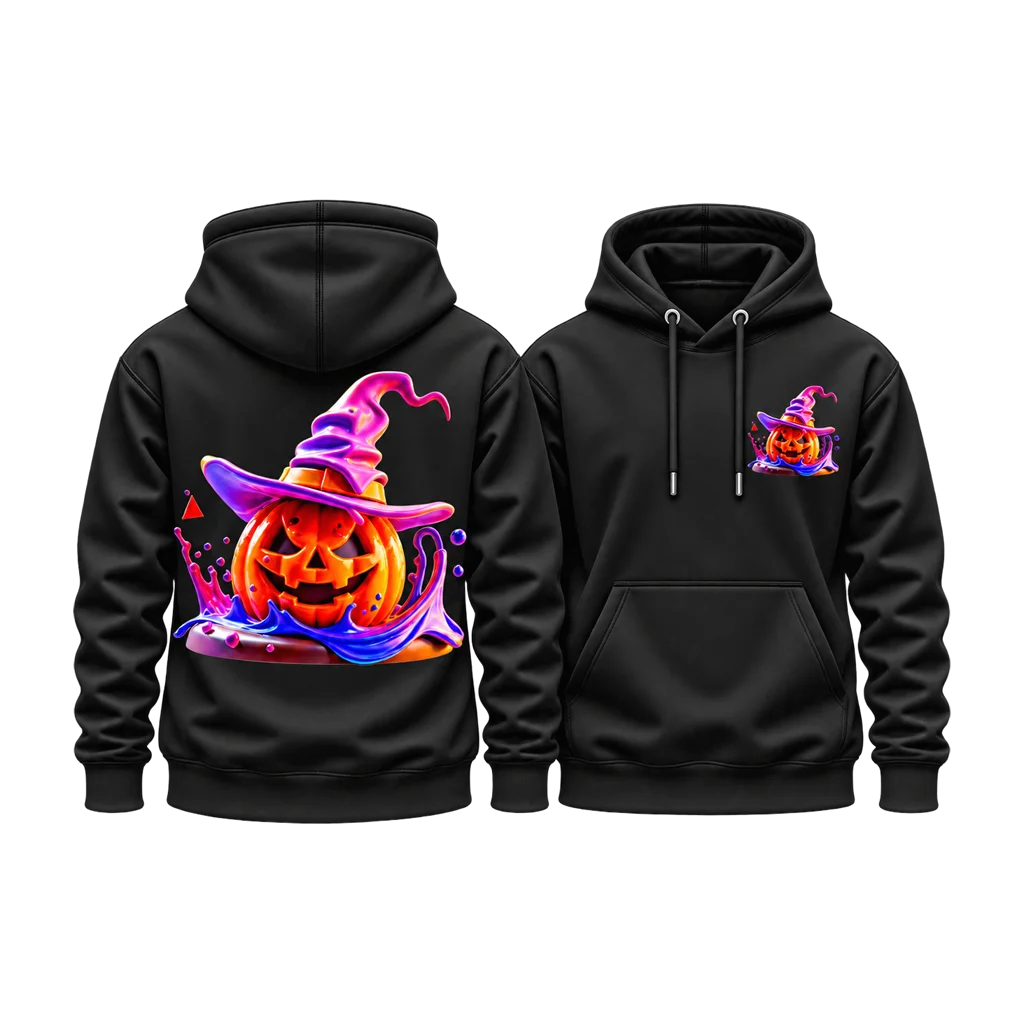 Alice in Wonderland Cheshire Cat Witch Hat Pumpkin Dual-Print Hoodie