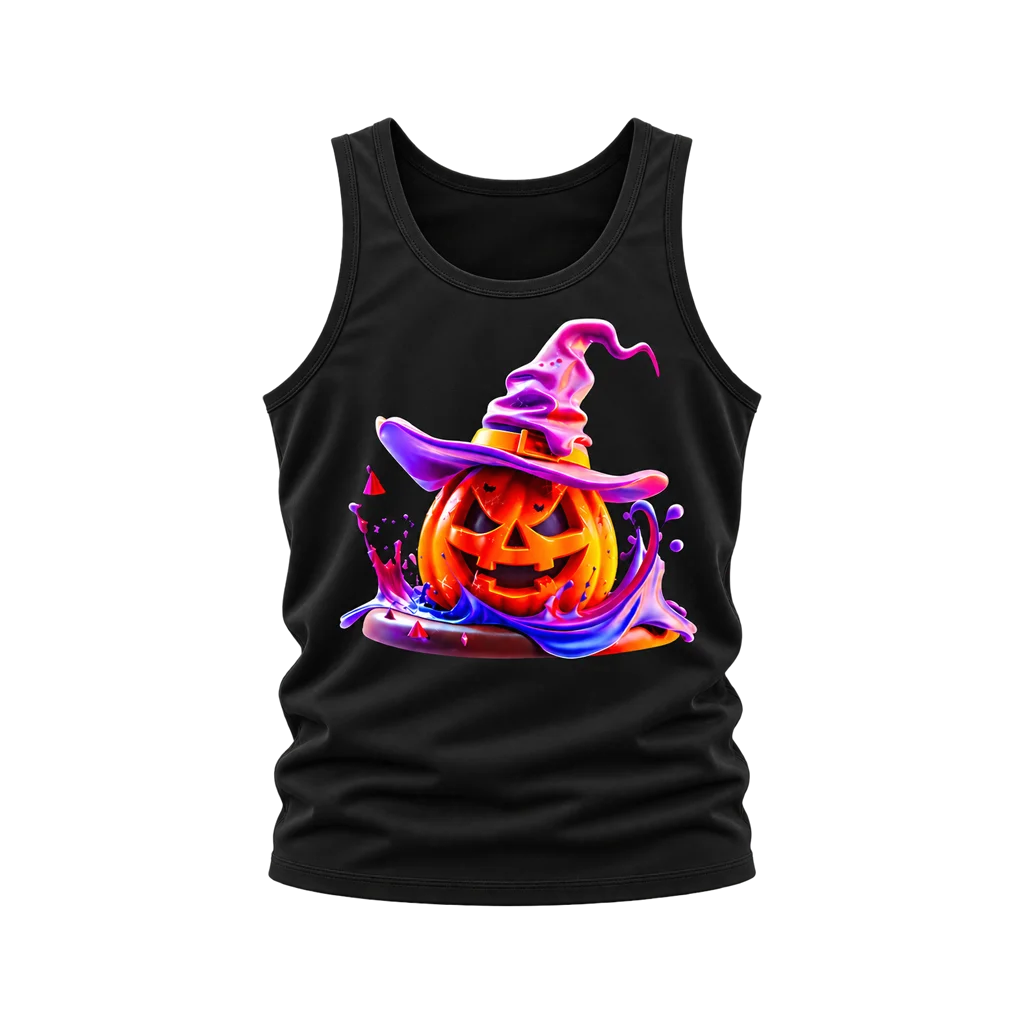Alice in Wonderland Cheshire Cat Witch Hat Pumpkin Tank Top