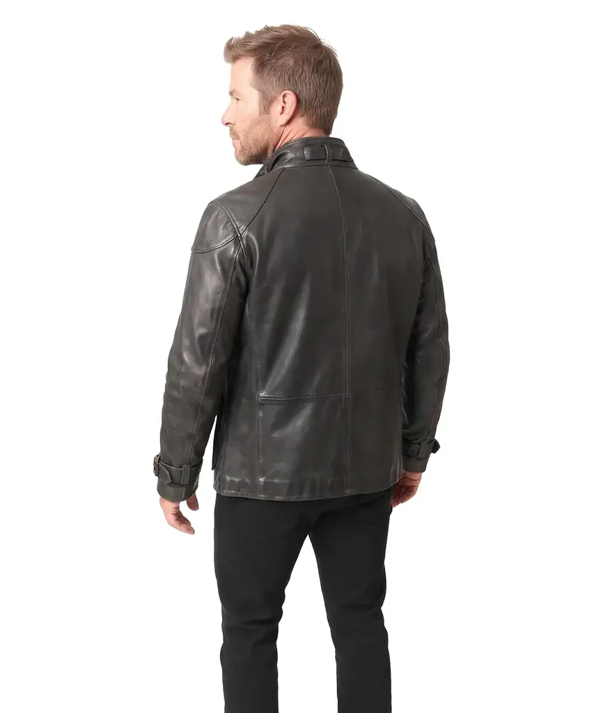 Black Combat Leather Jacket