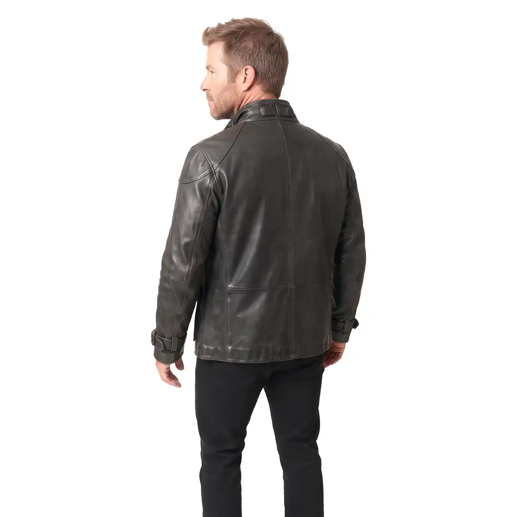 Black Combat Leather Jacket