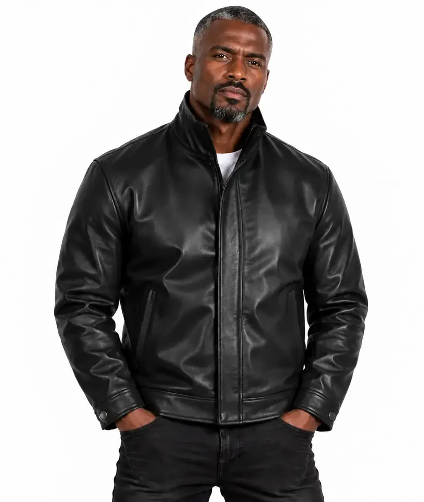 Black Funnel Neck Bomber Jacket
