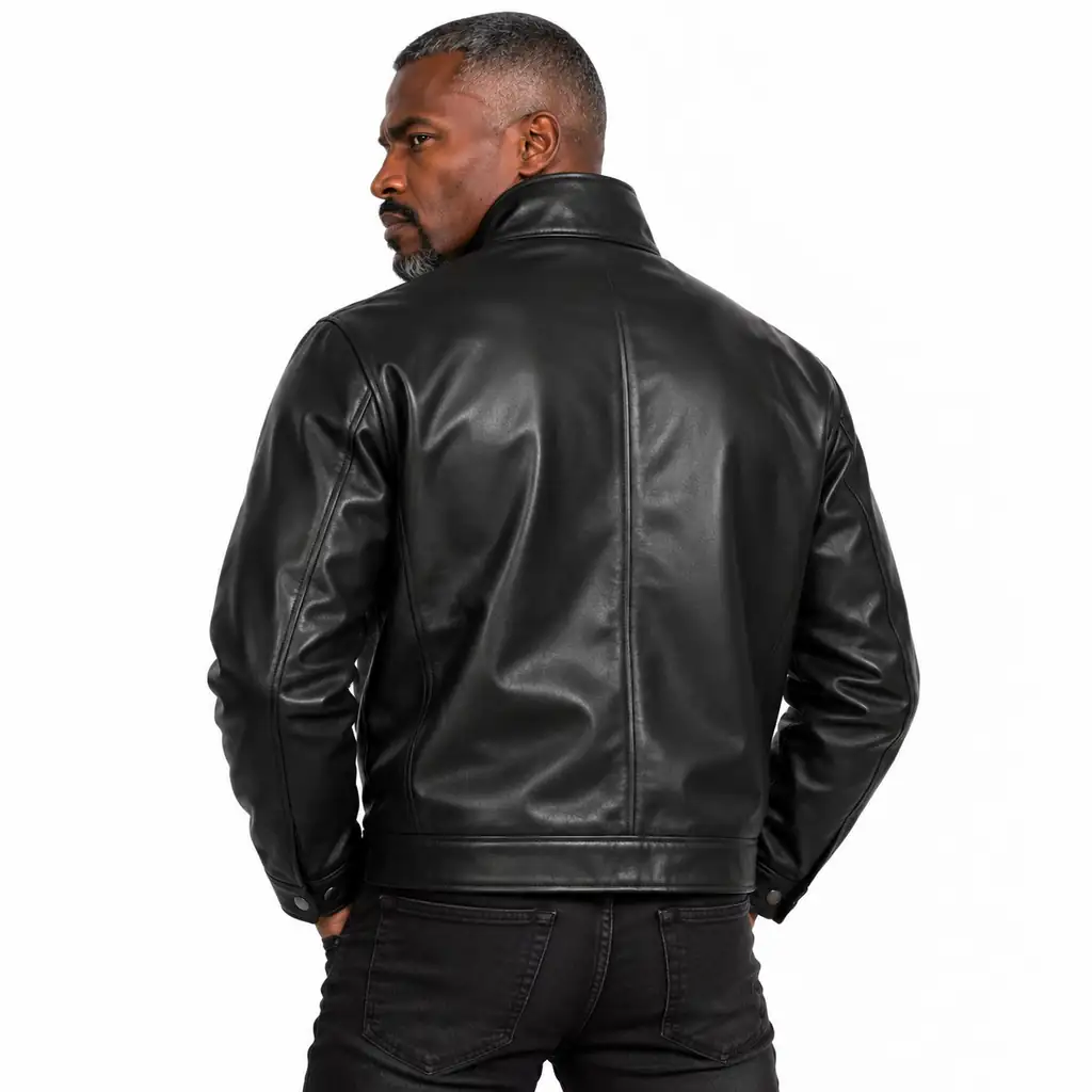 Black Funnel Neck Bomber Jacket