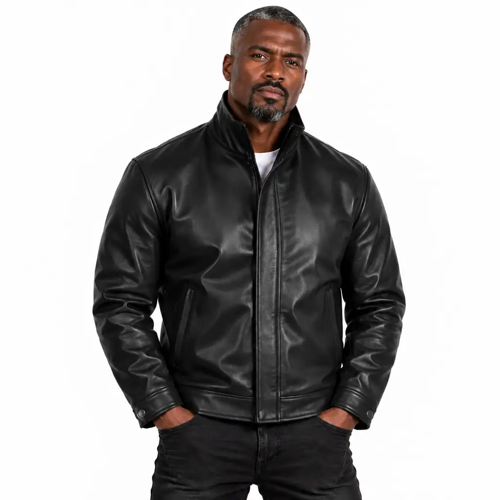 Black Funnel Neck Bomber Jacket