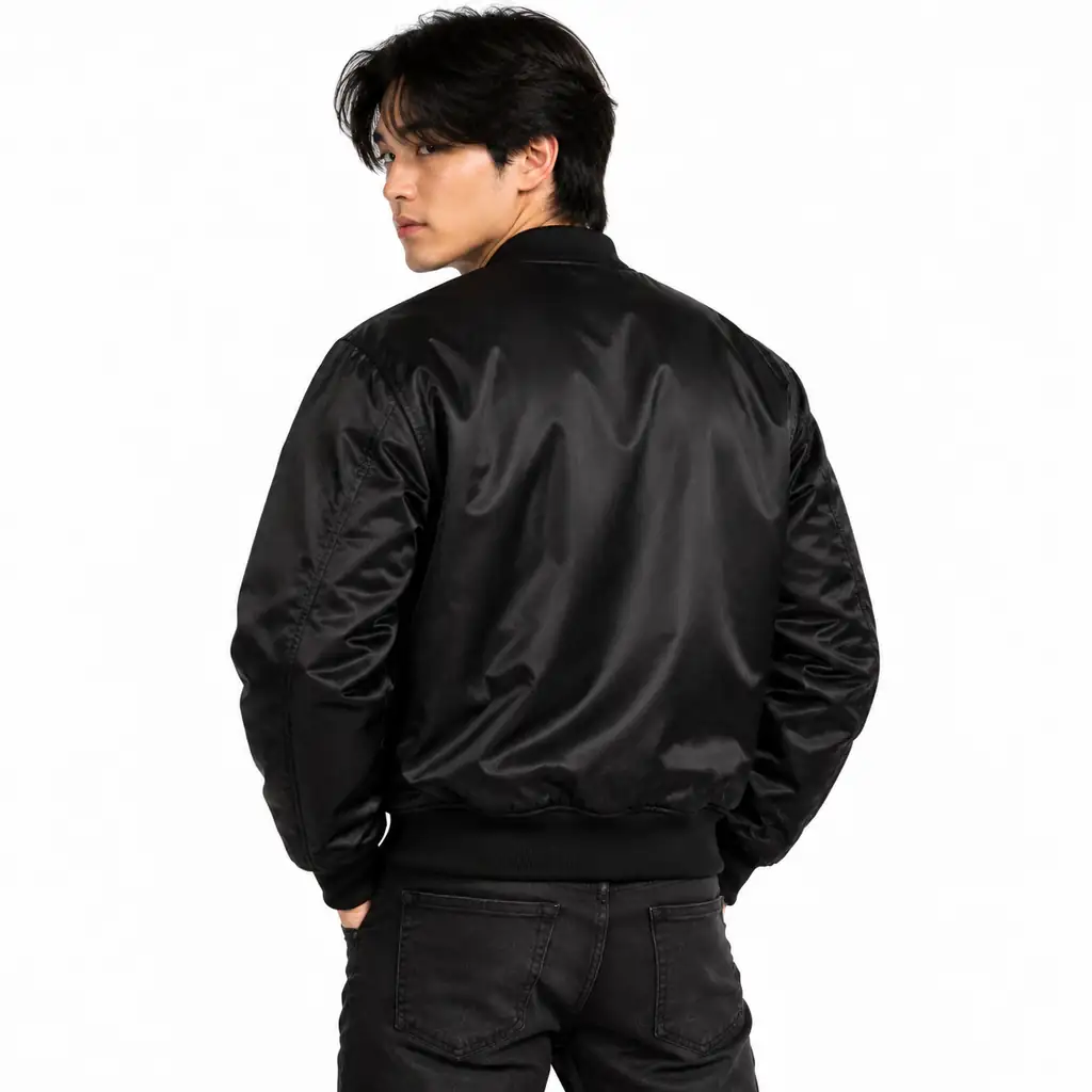 Black Satin Bomber Jacket