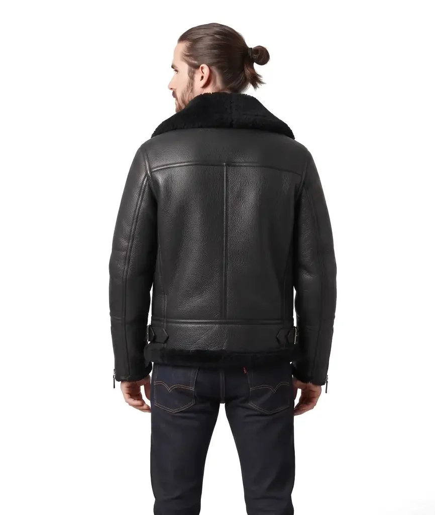 Black Shearling Aviator Jacket