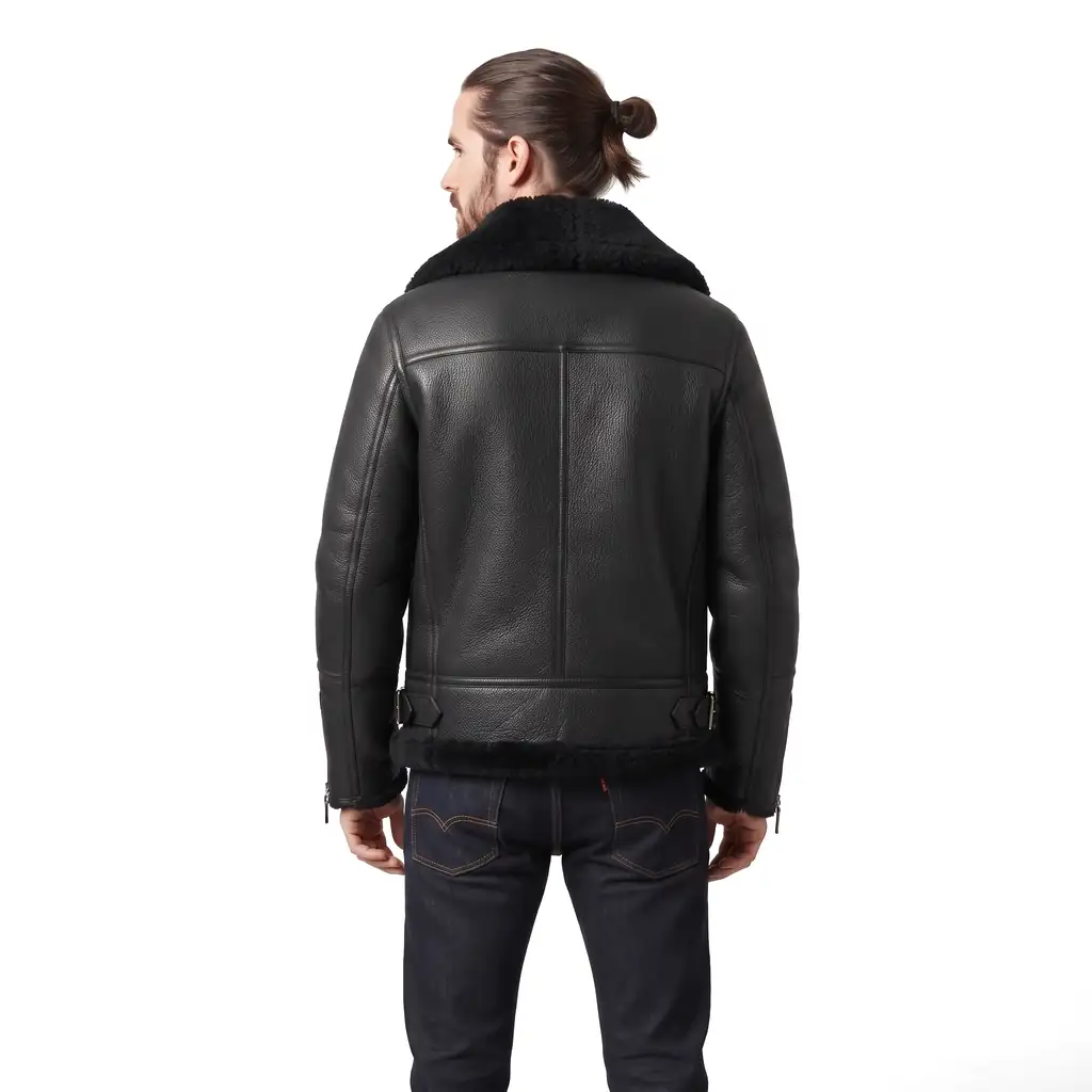 Black Shearling Aviator Jacket