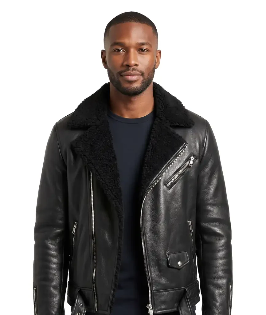 Black Shearling Leather Jacket