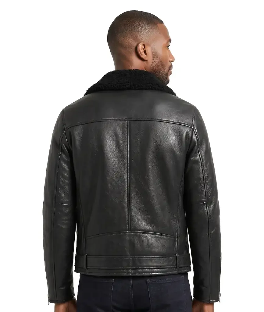 Black Shearling Leather Jacket