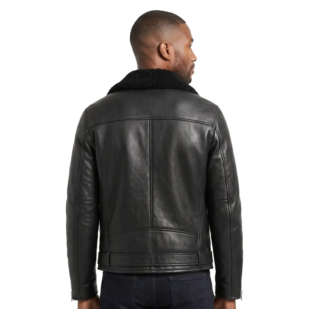 Black Shearling Leather Jacket