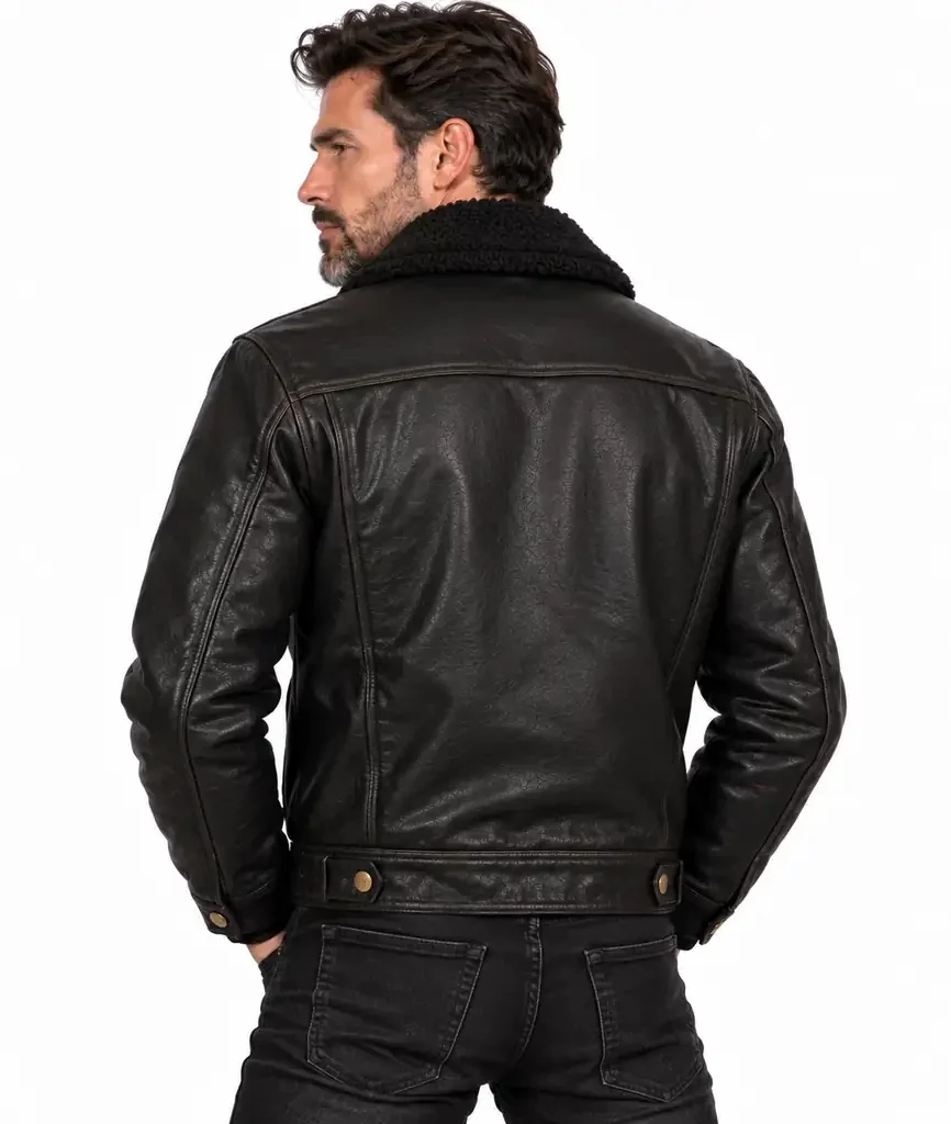 Black Shearling Trucker Jacket