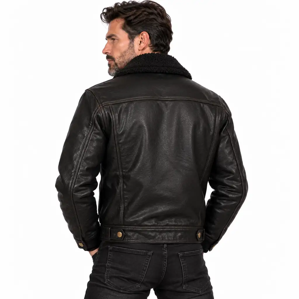 Black Shearling Trucker Jacket