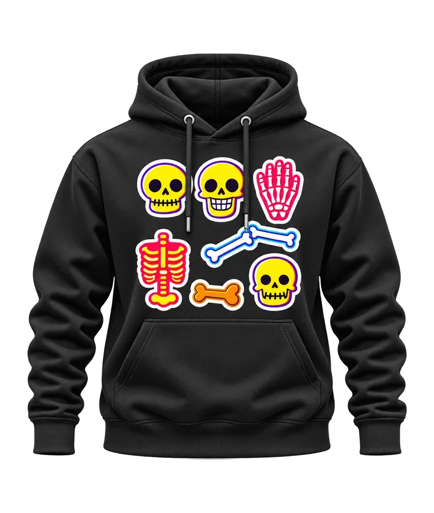 Bleach Neon Bones and Skulls Hoodie