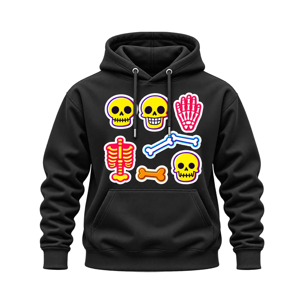 Bleach Neon Bones and Skulls Hoodie