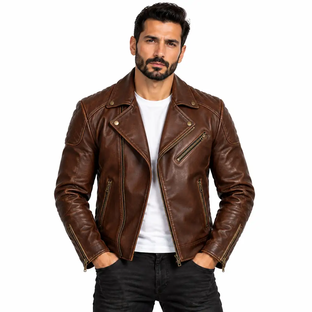 Brown Classic Moto Leather Jacket