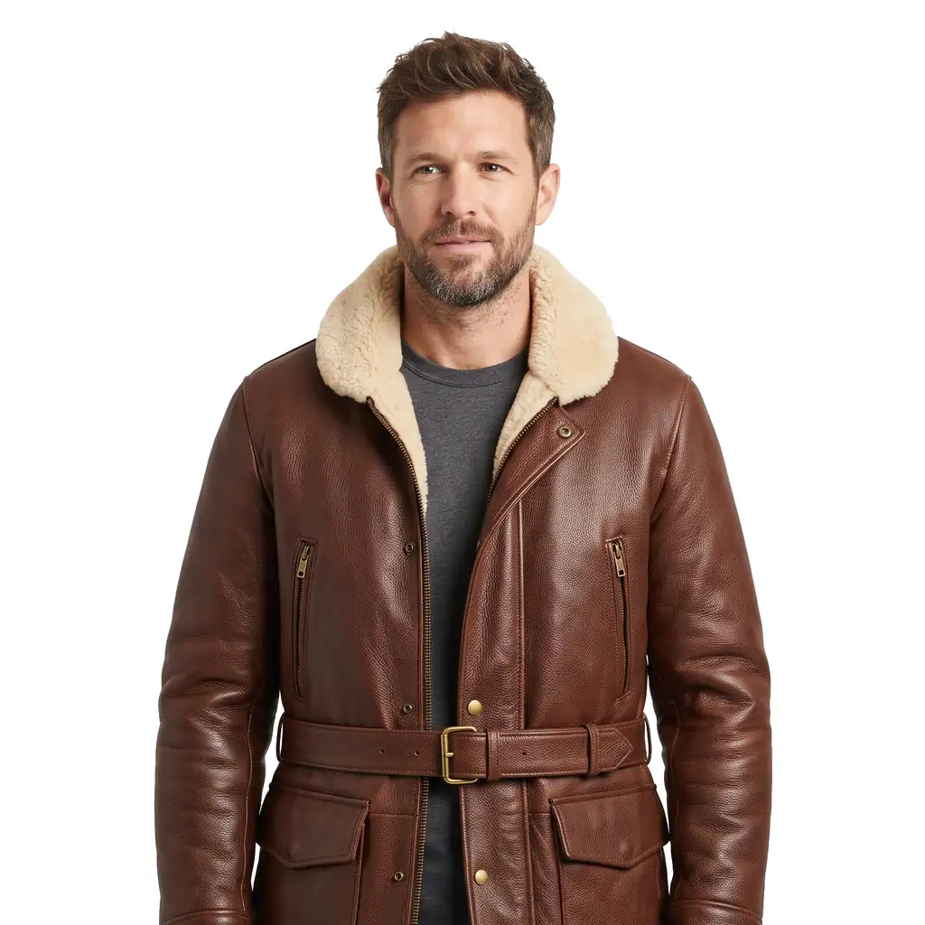 Brown Shearling Leather Jacket