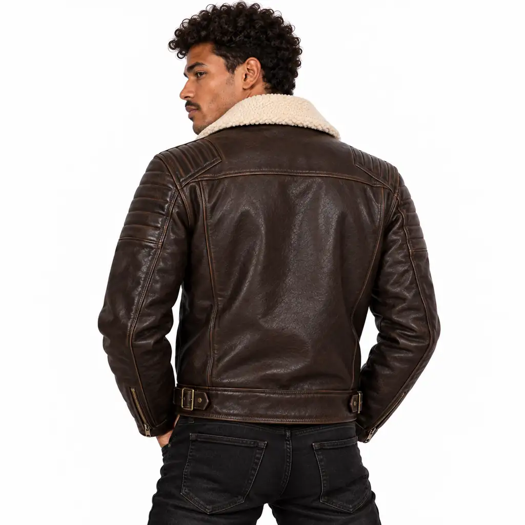 Brown Shearling Motorcycle Jacket