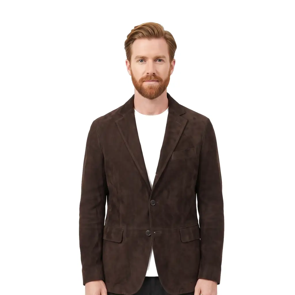 Brown Suede Leather Blazer